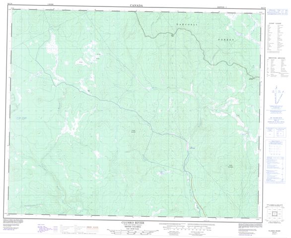 Clusko River Topographic map 093C09 at 1:50,000 Scale