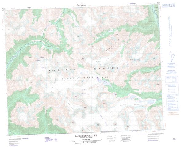 Jacobsen Glacier Topographic map 093D01 at 1:50,000 Scale