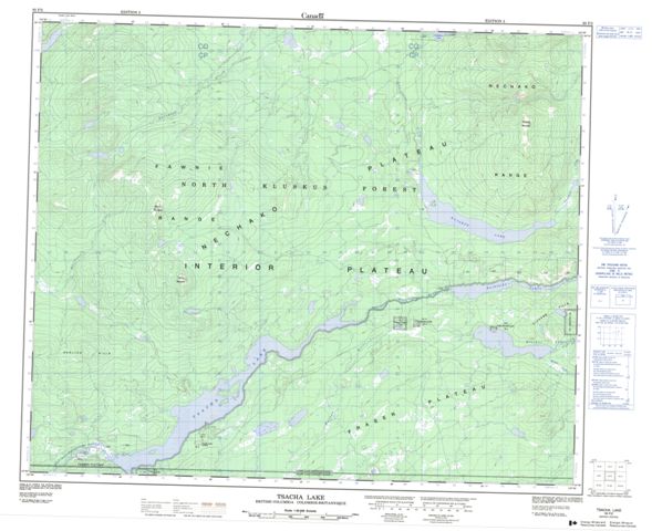 Tsacha Lake Topographic map 093F02 at 1:50,000 Scale