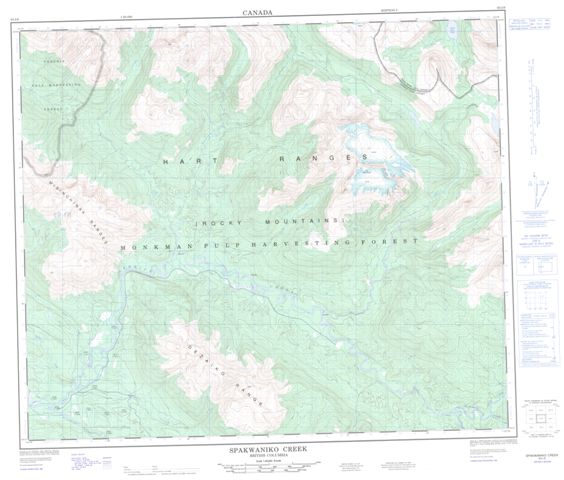Spakwaniko Creek Topographic map 093I06 at 1:50,000 Scale