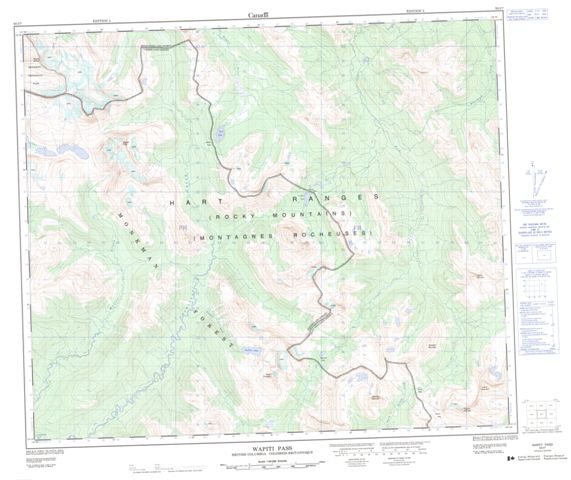 Wapiti Pass Topographic map 093I07 at 1:50,000 Scale