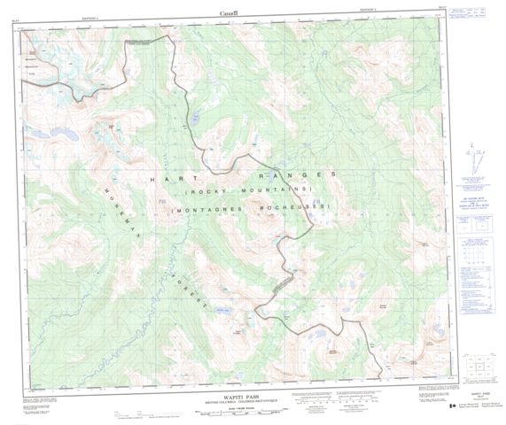 Wapiti Pass Topographic map 093I07 at 1:50,000 Scale