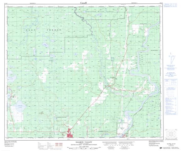 Salmon Valley Topographic map 093J02 at 1:50,000 Scale