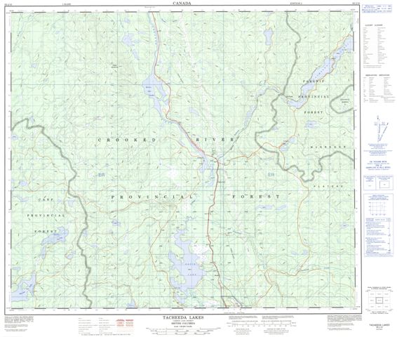 Tacheeda Lakes Topographic map 093J10 at 1:50,000 Scale