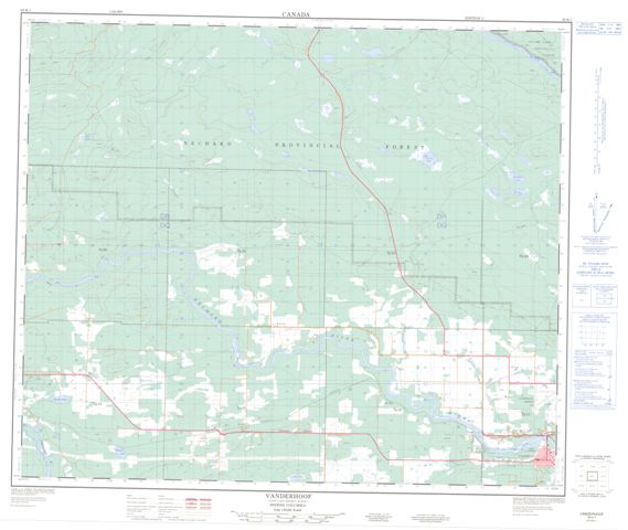 Vanderhoof Topographic map 093K01 at 1:50,000 Scale