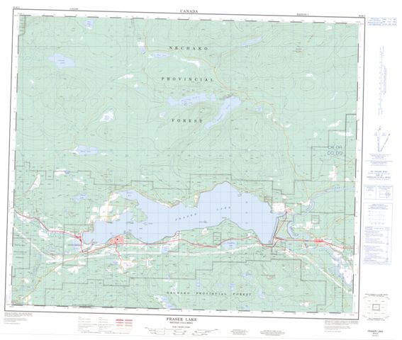 Fraser Lake Topographic map 093K02 at 1:50,000 Scale