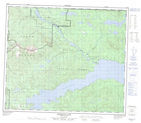 Trembleur Lake Topographic map 093K14 at 1:50,000 Scale