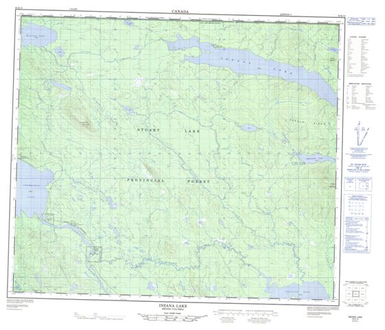 Inzana Lake Topographic map 093K15 at 1:50,000 Scale