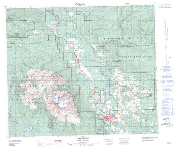 Smithers Topographic map 093L14 at 1:50,000 Scale