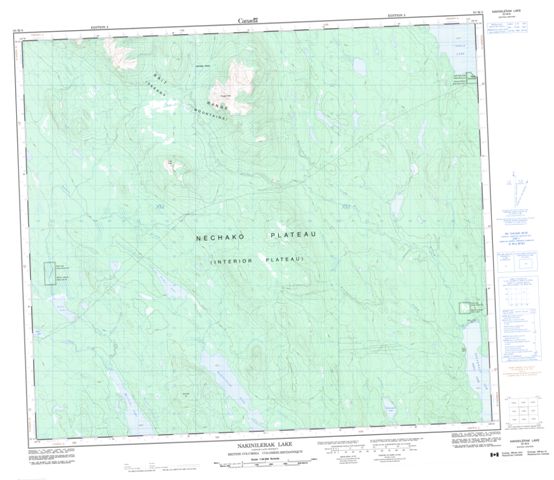 Nakinilerak Lake Topographic map 093M08 at 1:50,000 Scale