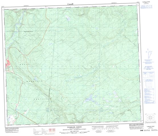 Tumbler Ridge Topographic map 093P02 at 1:50,000 Scale