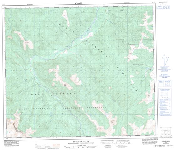 Sukunka River Topographic map 093P04 at 1:50,000 Scale