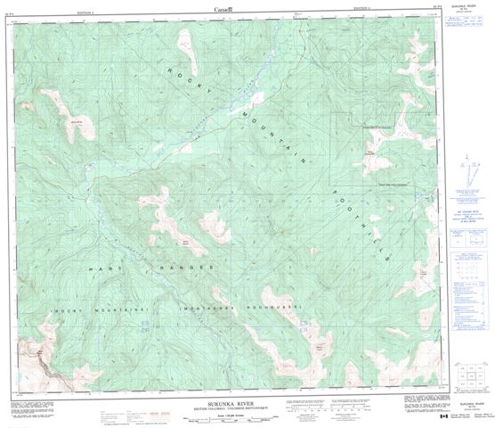 Sukunka River Topographic map 093P04 at 1:50,000 Scale