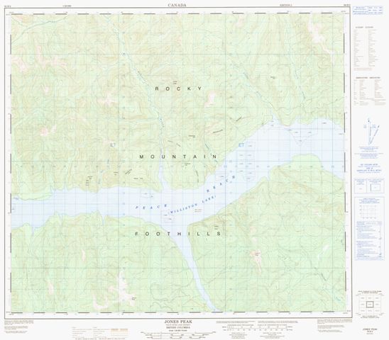 Jones Peak Topographic map 094B02 at 1:50,000 Scale