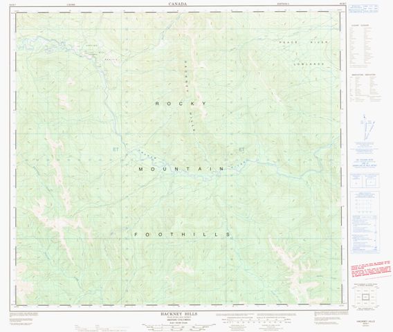 Hackney Hills Topographic map 094B07 at 1:50,000 Scale