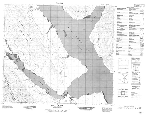 Omineca Arm Topographic map 094C01 at 1:50,000 Scale