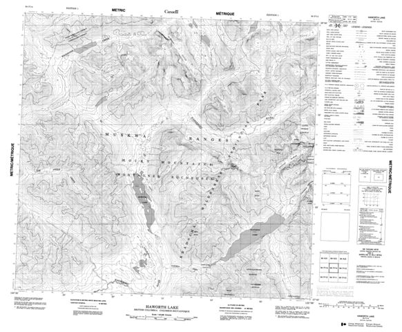 Haworth Lake Topographic map 094F14 at 1:50,000 Scale