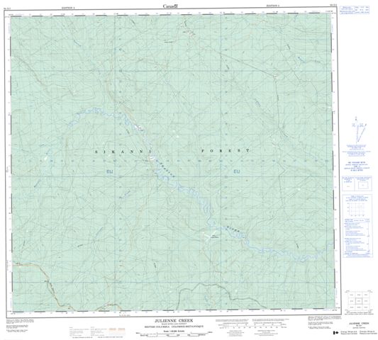 Julienne Creek Topographic map 094G01 at 1:50,000 Scale