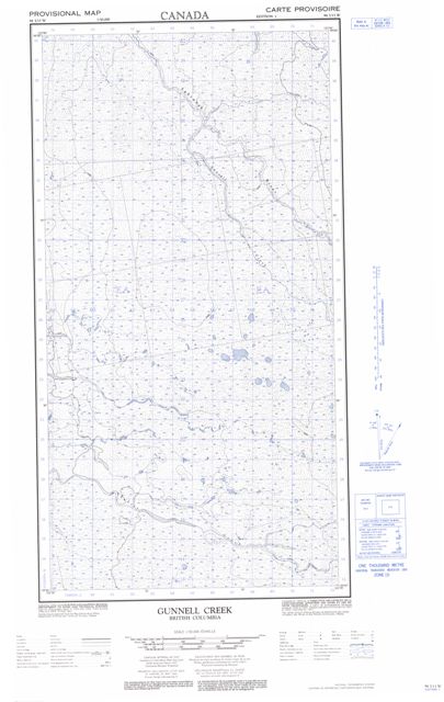 Gunnell Creek Topographic map 094I13W at 1:50,000 Scale