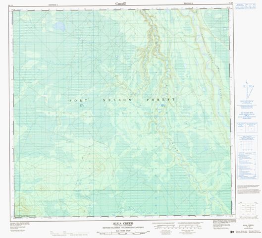 Klua Creek Topographic map 094J08 at 1:50,000 Scale