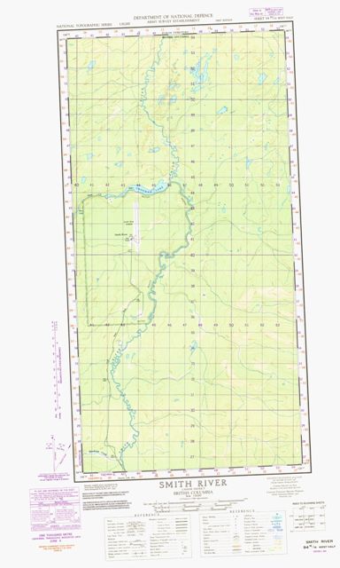Smith River Topographic map 094M16W at 1:50,000 Scale