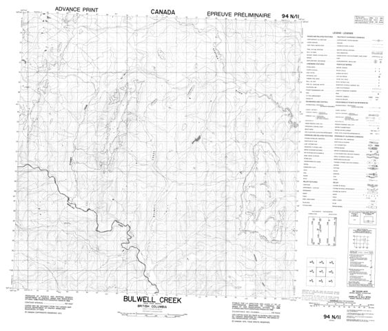 Bulwell Creek Topographic map 094N11 at 1:50,000 Scale