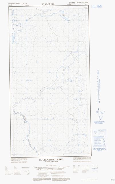Courvoisier Creek Topographic map 094P04W at 1:50,000 Scale