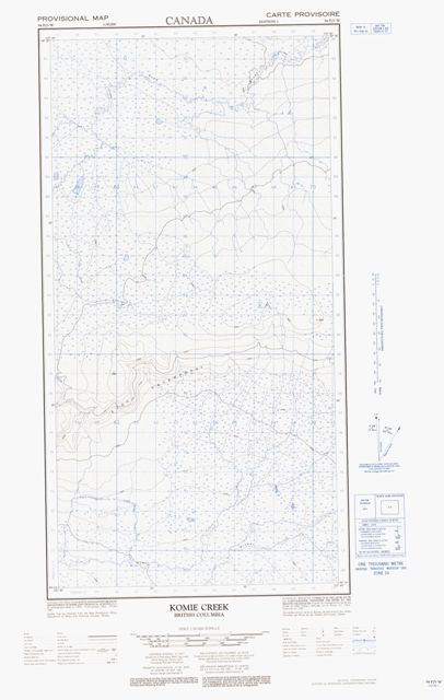 Komie Creek Topographic map 094P05W at 1:50,000 Scale