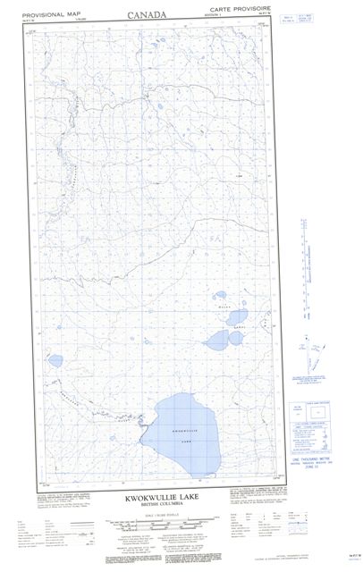 Kwokwullie Lake Topographic map 094P07W at 1:50,000 Scale