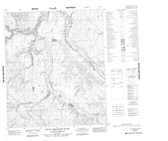 Rouge Mountain River Topographic map 096D10 at 1:50,000 Scale