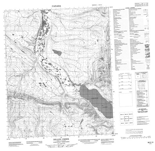 Dillon Creek Topographic map 096E10 at 1:50,000 Scale