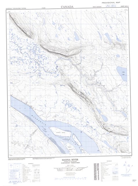 Hanna River Topographic map 096E12 at 1:50,000 Scale