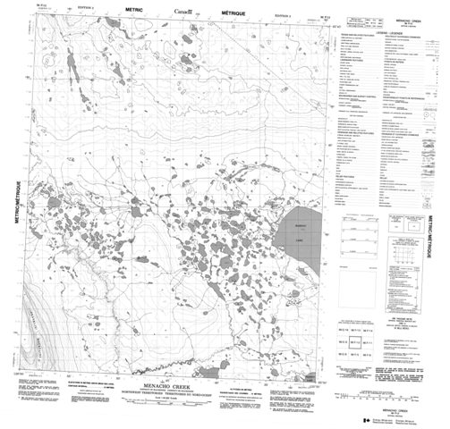 Menacho Creek Topographic map 096F12 at 1:50,000 Scale
