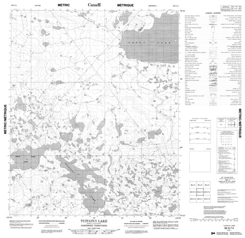 Tuitatui Lake Topographic map 096G14 at 1:50,000 Scale