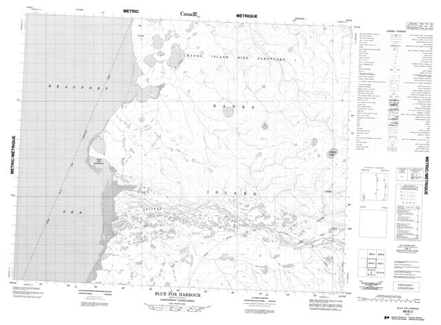 Blue Fox Harbour Topographic map 098B02 at 1:50,000 Scale