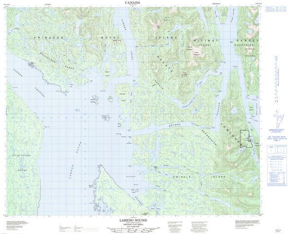 Laredo Sound Topographic map 103A10 at 1:50,000 Scale