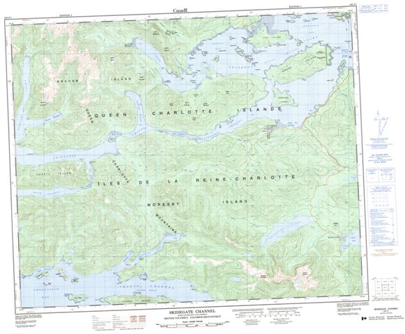 Skidegate Channel Topographic map 103F01 at 1:50,000 Scale