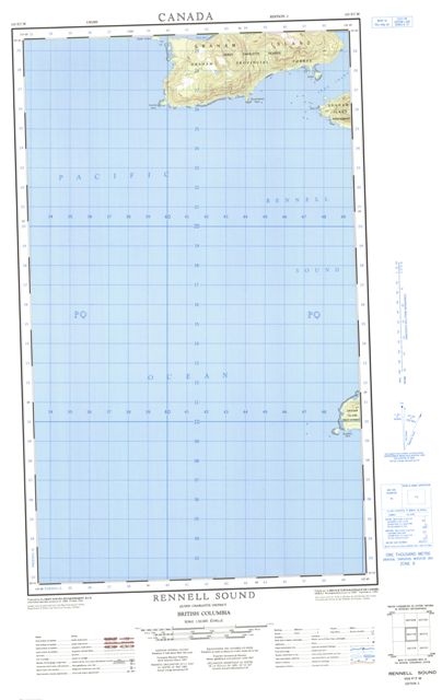 Rennell Sound Topographic map 103F07W at 1:50,000 Scale