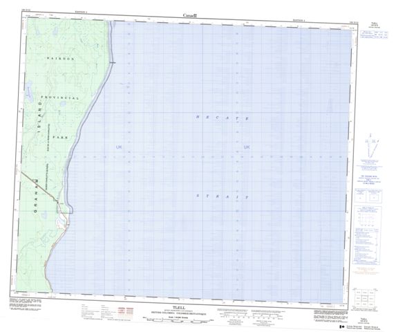 Tlell Topographic map 103G12 at 1:50,000 Scale