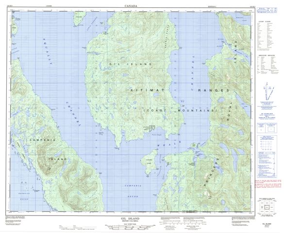 Gil Island Topographic map 103H03 at 1:50,000 Scale