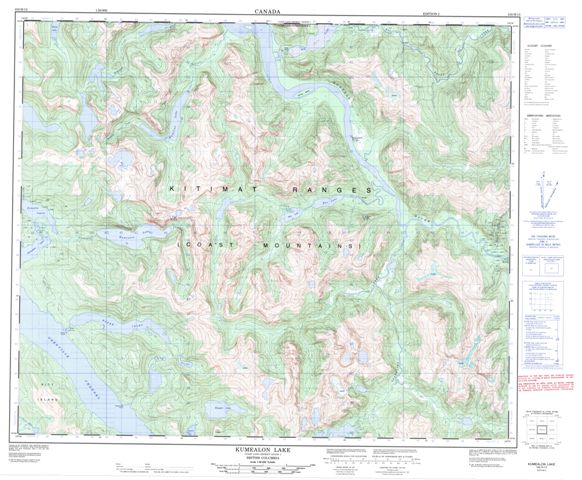 Kumealon Lake Topographic map 103H13 at 1:50,000 Scale
