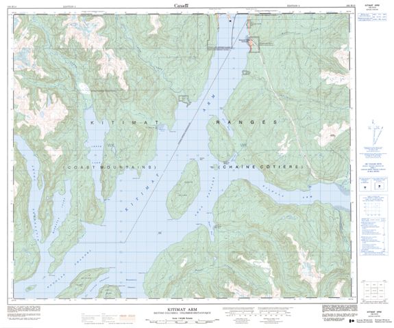 Kitimat Arm Topographic map 103H15 at 1:50,000 Scale
