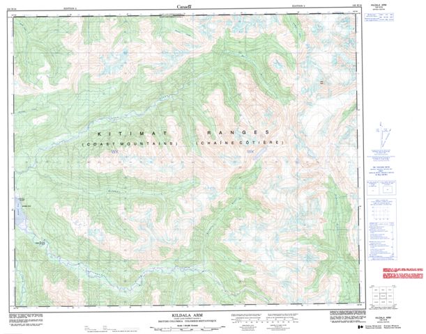 Kildala Arm Topographic map 103H16 at 1:50,000 Scale