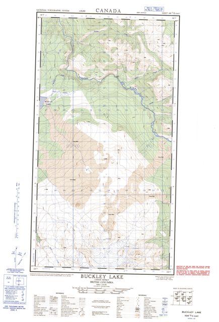 Buckley Lake Topographic map 104G15E at 1:50,000 Scale