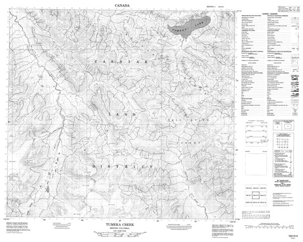 Tumeka Lake Topographic map 104H04 at 1:50,000 Scale