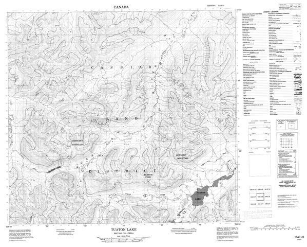 Tuaton Lake Topographic map 104H08 at 1:50,000 Scale