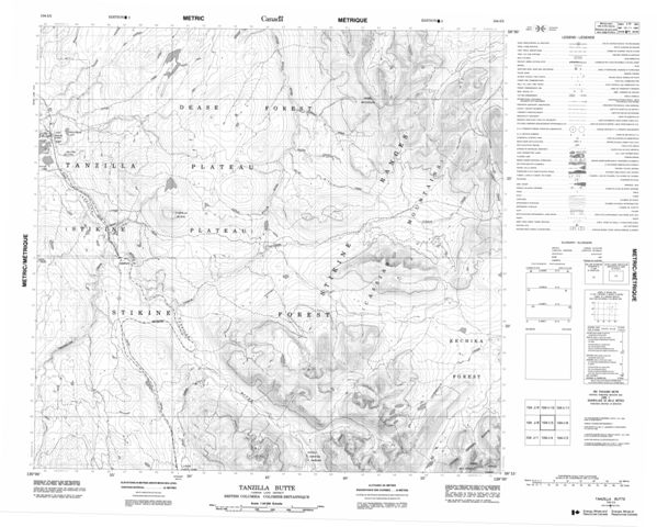 Tanzilla Butte Topographic map 104I05 at 1:50,000 Scale