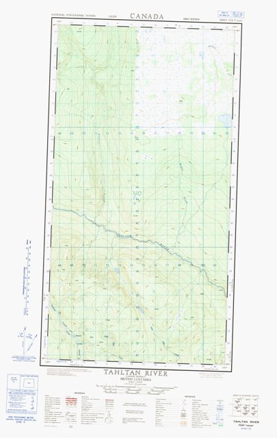 Tahltan River Topographic map 104J03E at 1:50,000 Scale