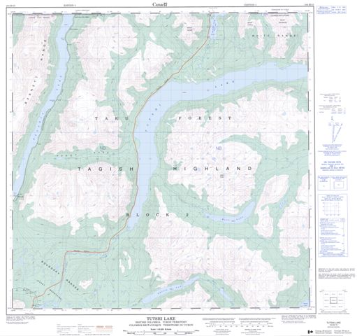 Tutshi Lake Topographic map 104M15 at 1:50,000 Scale