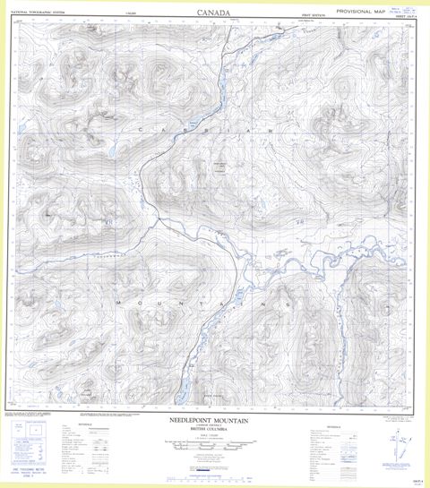 Needlepoint Mountain Topographic map 104P04 at 1:50,000 Scale